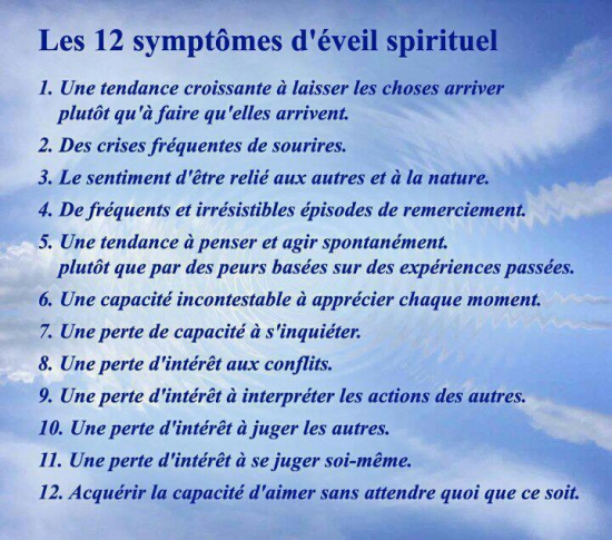 les 12 symptomes d'eveil spirituel